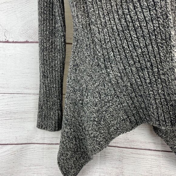 Canary by Anthropologie Marled Gray Cable Chunky Ribbed Open Front Cardigan XS - Picture 3 of 10